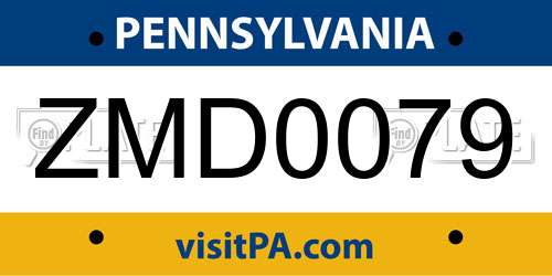 ZMD0079 Pennsylvania License Plate