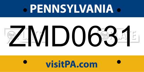 ZMD0631 Pennsylvania License Plate