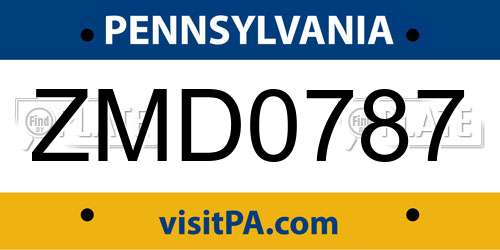 ZMD0787 Pennsylvania License Plate