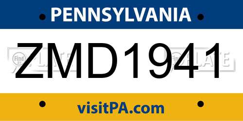 ZMD1941 Pennsylvania License Plate