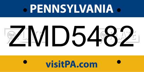ZMD5482 Pennsylvania License Plate