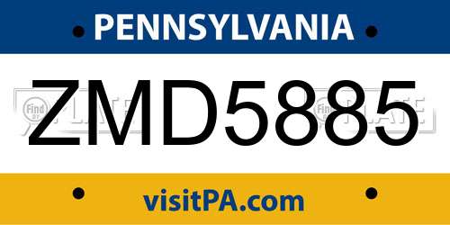 ZMD5885 Pennsylvania License Plate