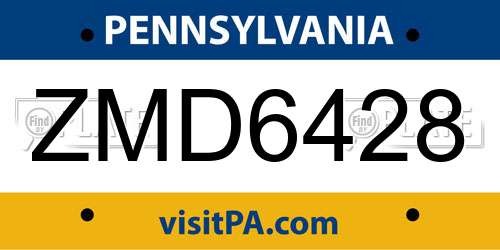 ZMD6428 Pennsylvania License Plate