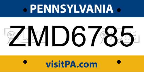 ZMD6785 Pennsylvania License Plate