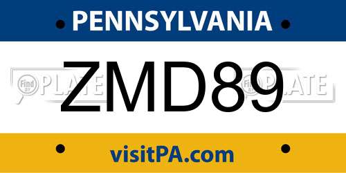 ZMD89 Pennsylvania License Plate