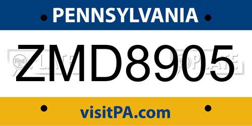 ZMD8905 Pennsylvania License Plate