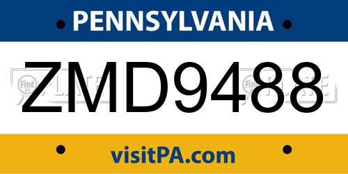ZMD9488 Pennsylvania License Plate