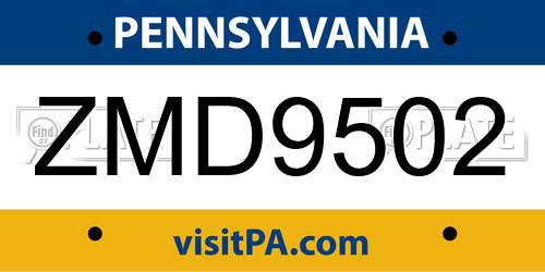 ZMD9502 Pennsylvania License Plate