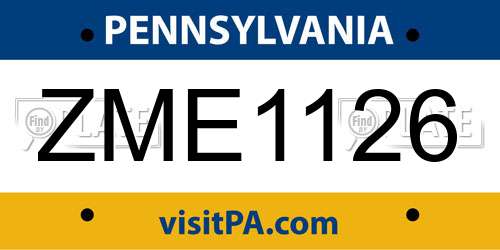 ZME1126 Pennsylvania License Plate