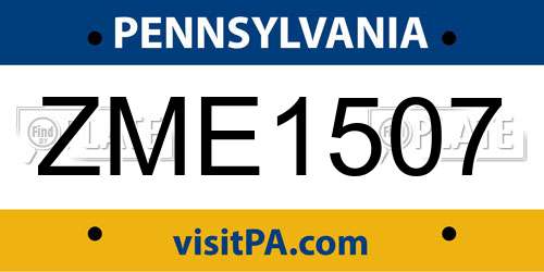 ZME1507 Pennsylvania License Plate