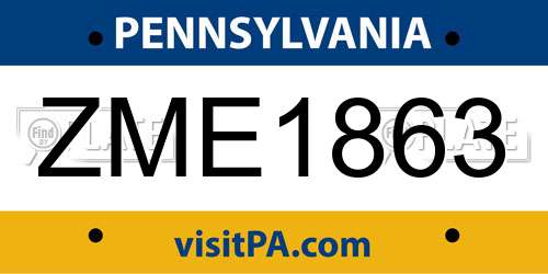 ZME1863 Pennsylvania License Plate