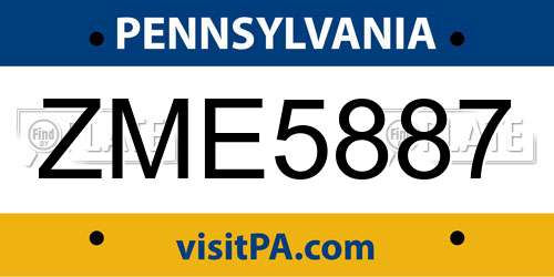 ZME5887 Pennsylvania License Plate