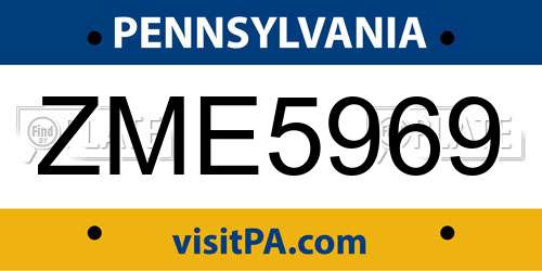 ZME5969 Pennsylvania License Plate