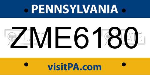 ZME6180 Pennsylvania License Plate