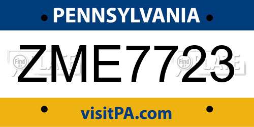 ZME7723 Pennsylvania License Plate