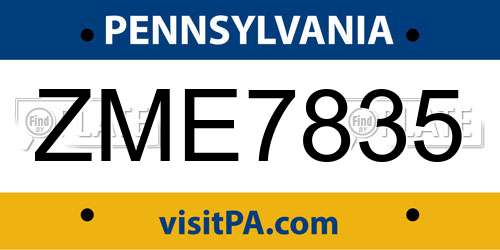 ZME7835 Pennsylvania License Plate