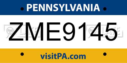 ZME9145 Pennsylvania License Plate