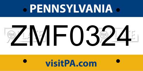 ZMF0324 Pennsylvania License Plate