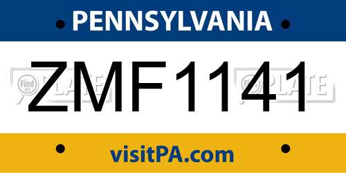 ZMF1141 Pennsylvania License Plate