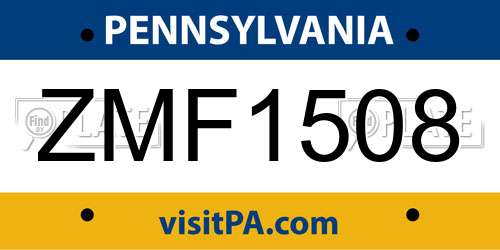 ZMF1508 Pennsylvania License Plate
