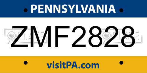 ZMF2828 Pennsylvania License Plate