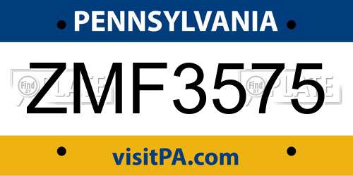 ZMF3575 Pennsylvania License Plate