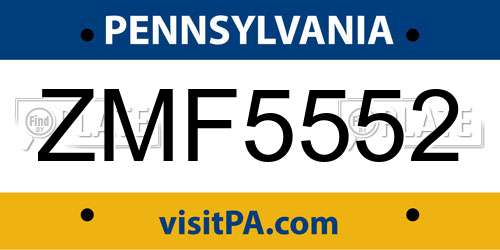 ZMF5552 Pennsylvania License Plate