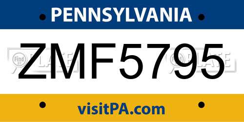 ZMF5795 Pennsylvania License Plate
