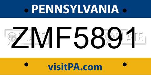 ZMF5891 Pennsylvania License Plate