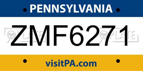 ZMF6271 Pennsylvania License Plate
