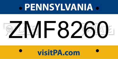 ZMF8260 Pennsylvania License Plate