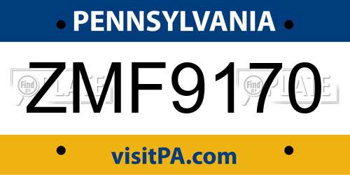 ZMF9170 Pennsylvania License Plate