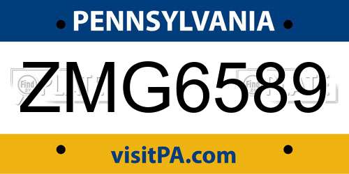 ZMG6589 Pennsylvania License Plate