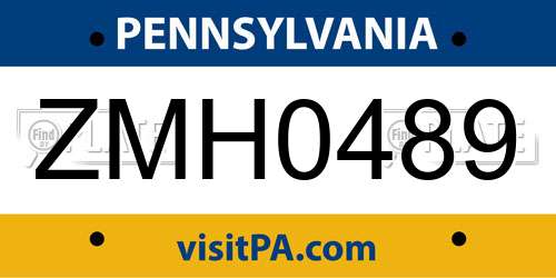 ZMH0489 Pennsylvania License Plate