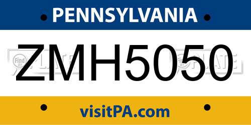 ZMH5050 Pennsylvania License Plate
