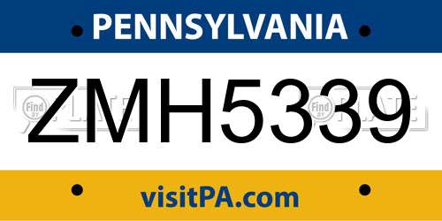 ZMH5339 Pennsylvania License Plate