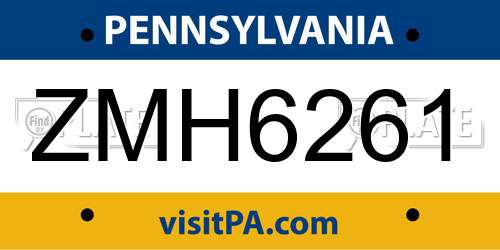ZMH6261 Pennsylvania License Plate