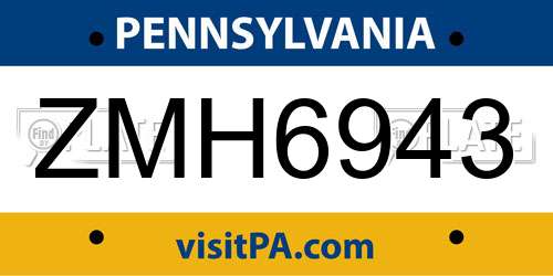ZMH6943 Pennsylvania License Plate