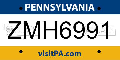 ZMH6991 Pennsylvania License Plate
