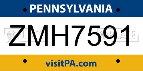 ZMH7591 Pennsylvania License Plate