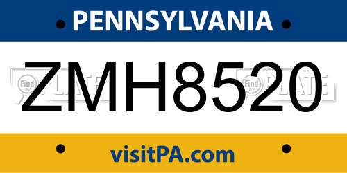 ZMH8520 Pennsylvania License Plate
