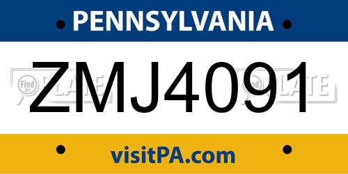 ZMJ4091 Pennsylvania License Plate