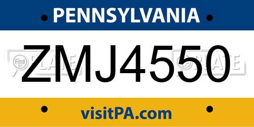 ZMJ4550 Pennsylvania License Plate