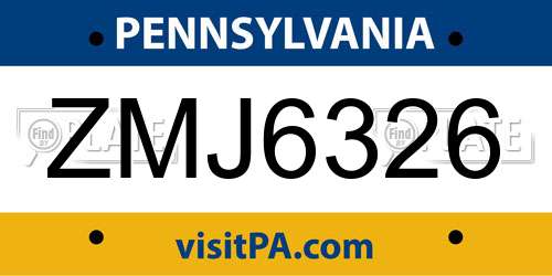 ZMJ6326 Pennsylvania License Plate