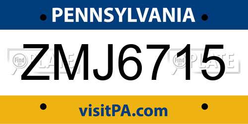 ZMJ6715 Pennsylvania License Plate