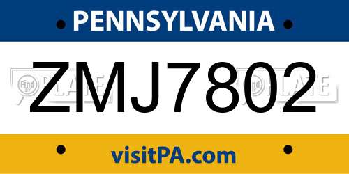 ZMJ7802 Pennsylvania License Plate