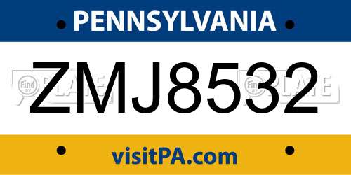 ZMJ8532 Pennsylvania License Plate
