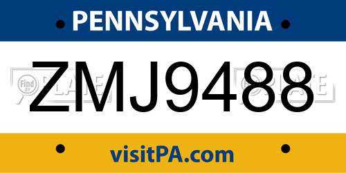 ZMJ9488 Pennsylvania License Plate