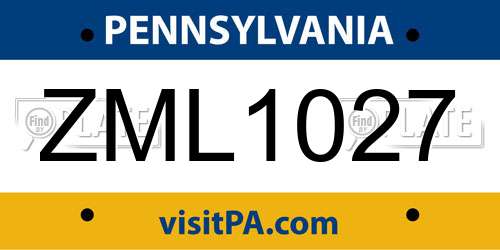 ZML1027 Pennsylvania License Plate