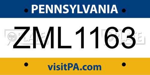ZML1163 Pennsylvania License Plate